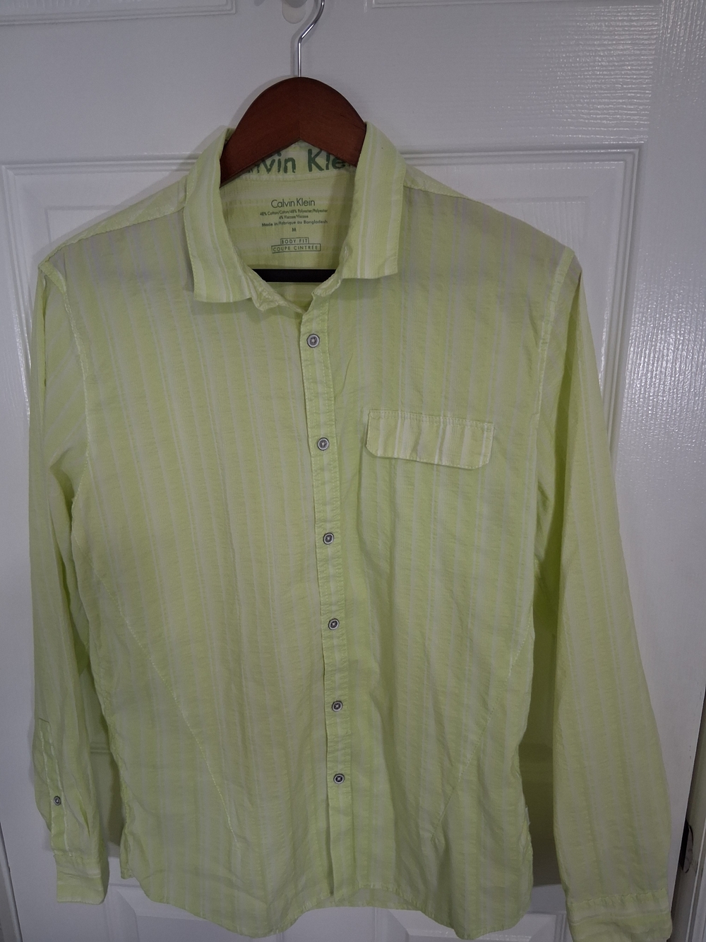 Calvin Klein Men's Light Lime Button-Up Shirt